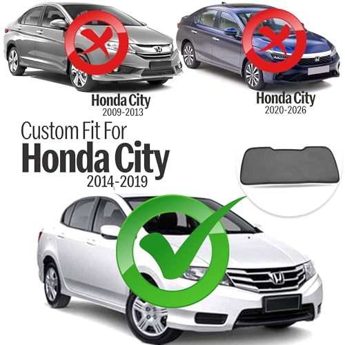 Image of Autofact Dicky Curtain for City 2009-2013 | Custom Fit Rear Windshield Sunshade | Foldable Mesh | Privacy & Cooling Car Accessory | Car Rear Sun Shade UV Block Easy Install Durable Black Mesh