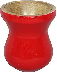 Cuia Madeira Nobre Imbuia Chimarrão Perolizada Vermelha