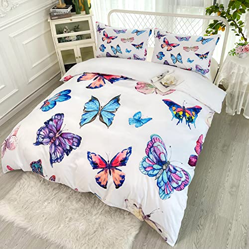 Cvhouse Butterfly Duvet Cover Set Twin Size,Butterfly Bedding Set,Butterflies Printed Comforter Cover Set For Girls Kids Teens,1 Quilt Cover 2 Pillowcases 3 Piece #TOP2
