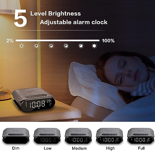 CLEVER BRIGHT Alarm Clocks Radio: Digital Clock for Bedrooms - Fast Wireless Charger Station with USB Port