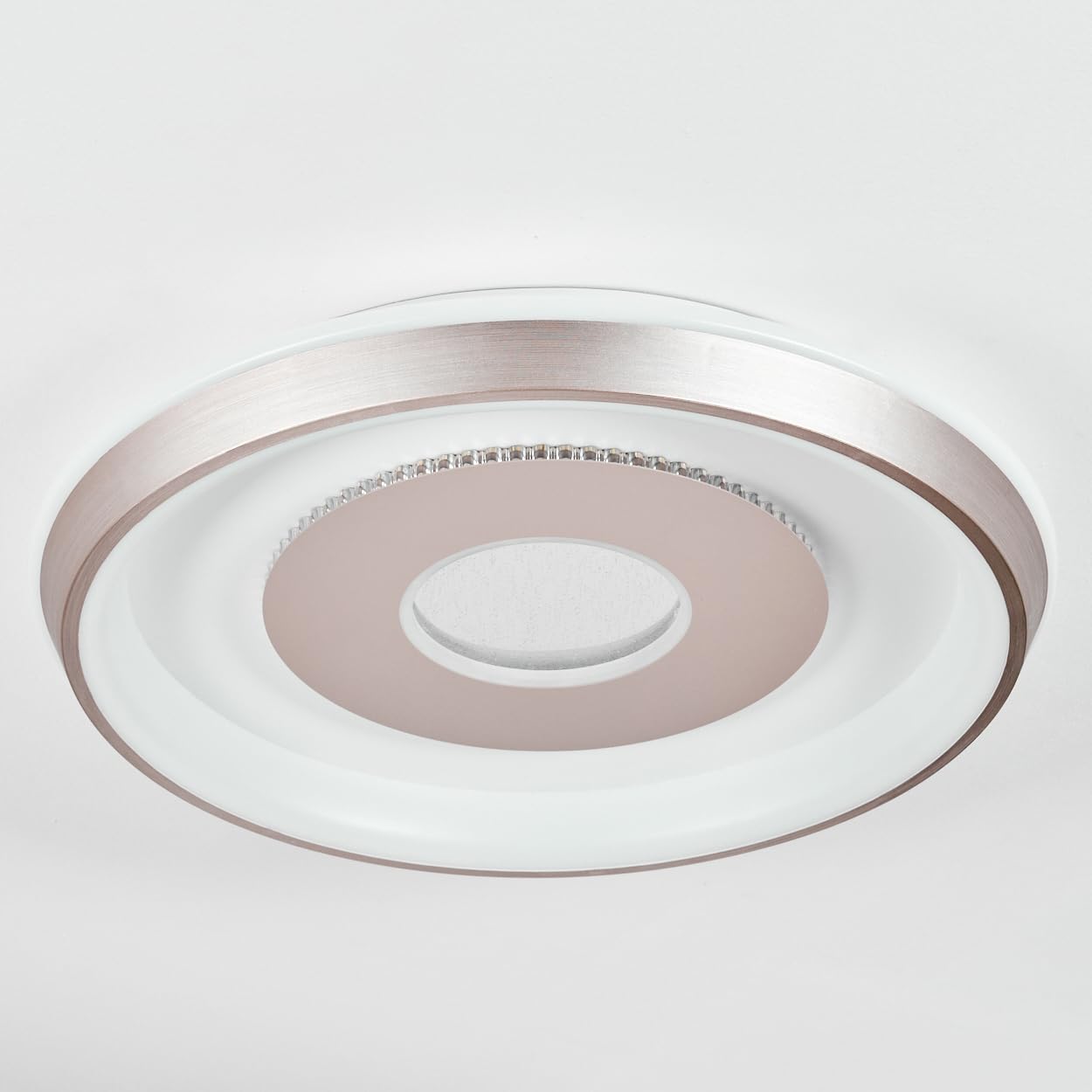 HOFSTEIN Lampa sufitowa LED Dakon, ściemniana lampa sufitowa z metalu/tworzywa sztucznego w kolorze szampańskim/białym z funkcją pamięci, regulacja CCT, ściemniana za pomocą przełącznika ściennego, 40