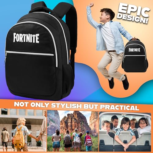Fortnite Backpack for Kids Teens School Bookbag Travel Bag Rucksack for Vacation Sports Gifts for Kids (Black)3