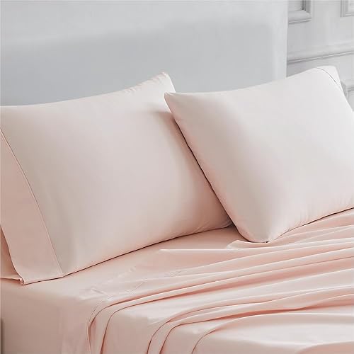 Linen Closet Juego de 2 fundas de almohada de algodón percal de 400 hilos, color rubor