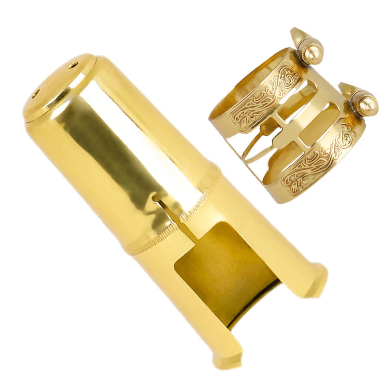 Toyvian 2sätze Saxophon Mundstück Kappe Mit Einzigartigem Muster Verstellbare Metallklemme Schützt Mundstück Und Sorgt Für Klaren Sound Für Altsaxophon Und Tenorsaxophon