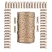 Giveet 328 Feet Natural Jute Twine and 100 Pieces Mini Clothespins, Multi-Purpose Arts Crafts Twine Industrial Heavy Duty Packing String for Gifts, DIY Crafts, Festive and Gardening Applications