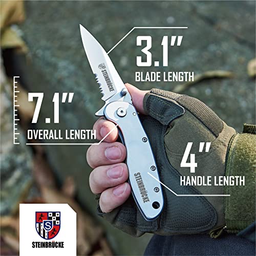 Motovecor Pocket Knife For Men With Clip - Heavy Duty Folding Pocket Knives, 3.4" 14C28N Stainless Steel Titanium Coated Blade, Tactical Edc Knife For Camping Hunting Fishing #TOP3