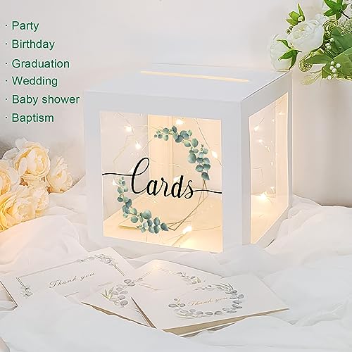 Image of 1 Pack Wedding White Card Box, Transparent Gift Card Box for Wedding Decorations for Reception, Money Box for Bridal Shower Decorations Party Reception Anniversary Baby Shower