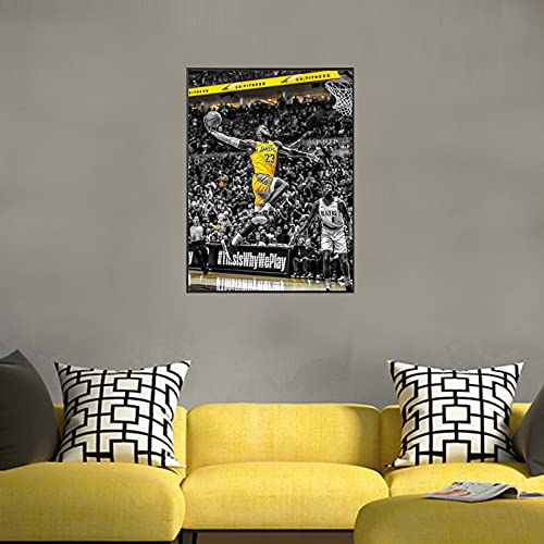 123 Life Lebron James Wall Art Canvas, Basketball Sports Superstar Theme Canvas Poster, La Lakers Poster Wall Art Print, Lebron No Frame Artwork Fans Gift For Home Bedroom Wall Decor (12"X16",Lebron) #TOP2