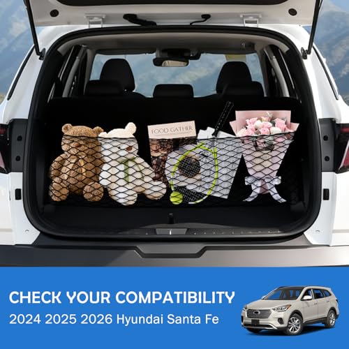 Image of Envelope Style Cargo Net for 2024 2025 2026 Hyundai Santa Fe Accessories, Rear Trunk SUV Mesh Cargo Net, Upgraded 5mm Bungee & Double-Layer Nylon Storage Tailgate Netting Grocery&Tools Organizer