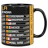F1 Gifts for Men Mug Formula 1 Calendar 2026 Table Format Motorsport Fan Gifts Ideas Black Ceramic Coffee Cup Competition Date Host Country F1 Merchandise Bedroom Office Desk Display White Boxed