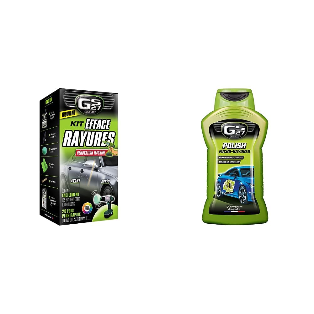 GS27 - Kit Efface Rayures Voiture - À Utiliser Avec Une Perceuse - Élimine Facilement & Polish Micro-Rayures Voiture - Élimine Facilement les Micro-Rayures et Imperfections