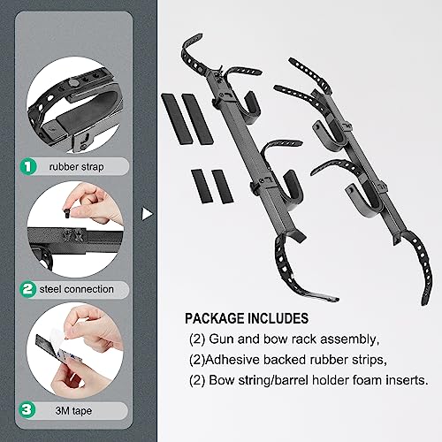Image of 20079 UTV Gun & Bow Rack Overhead in-CAB Holder for 1.5 inch - 2 inch Roll Bar Fits for Polaris RZR Ranger Yamaha Can Am Kawasaki Snowmobile Golf Cart
