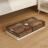 ベッド下 収納ボックス 折りたたみ キャスター付き 82x40x15cm 折畳み 収納ケース 押入れ収納 組立簡単 積み重ね ベッド下 ボックス 透明収納ケース 防塵 防湿 布団 衣装収納ボックス 薄型 キャスター付き クリアボックス 衣類収納 隙間収納 おしゃれ