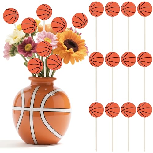 TICIAGA Basketball Wooden Floral Picks 12PCS