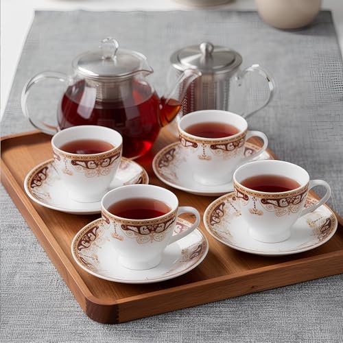 Image of UPC Premium Bone China Cup & Saucer Set (6 Pieces) | Elegant Solid Color Tea Coffee Cups | Lightweight, Durable & Glossy Finish | Ideal for Home, Office & Gifting (N-Cup White09)