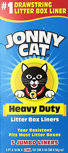 JONNY CAT Litter Box Liners, Heavy Duty, Jumbo 5 Per Box (4 Pack Boxes)