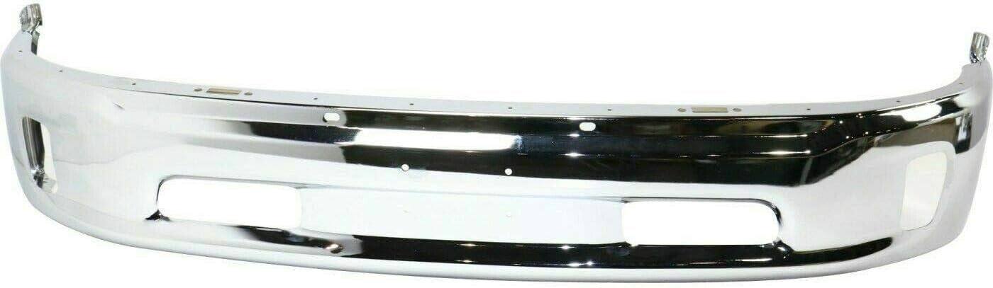 Front Bumper Chrome With Fog Light Holes + Lower Valance Air Deflector For 2013-2018 Ram 1500 Direct Replacement