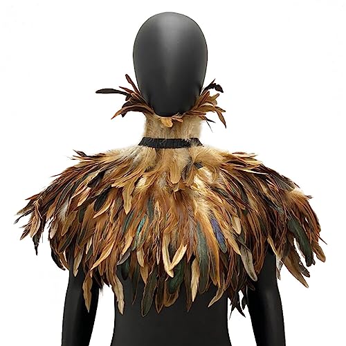 SEADEAR Gothic Feather Shrug Cape, Feather Collar Shawl Black Feather Cape Poncho for Women Halloween Capes Shawls Cosplay