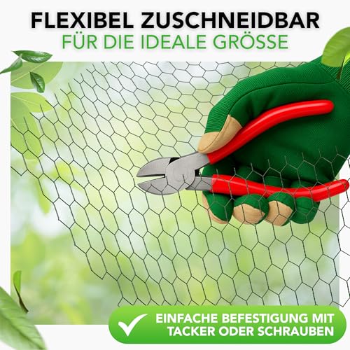 Maschendrahtzaun feinmaschig - 50 x 1 Meter - Hasendraht, Kaninchendraht, Hasengitter, Drahtgeflecht, Zaundraht, Hasendraht 100cm Hoch, Baumschutzgitter, Kükendraht
