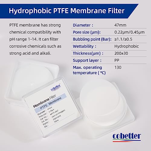 Image of 100 Pieces /Pack PTFE Disc Membrane Filters Hydrophobic 47mm Diameter 0.22m Pore Size