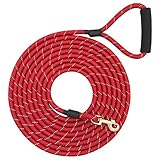 Shorven Nylon Strong Dog Rope Lead Reflective Training Dog Leash with Soft Handle 8-20 FT Long Red (Dia:0.5