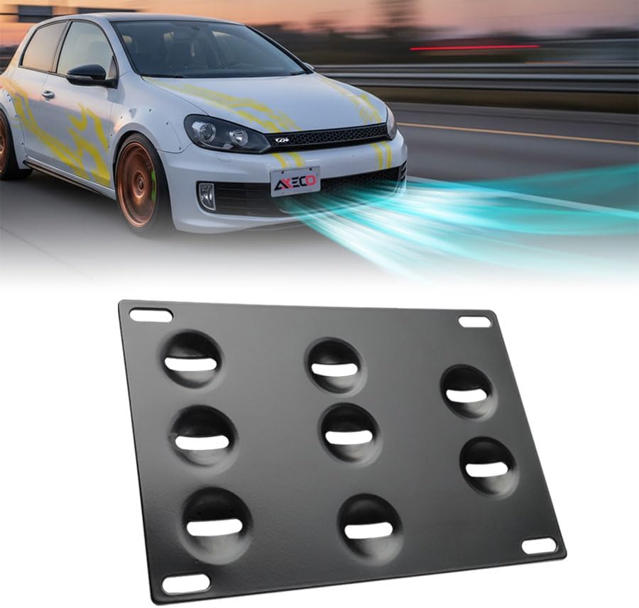 No Drill Front Tow Hook License Plate Relocator Compatible with VW MK5 Jetta 2005-2010, GTI 2006-2009, Golf 2010-2014 Not Blocking Parking Sensor