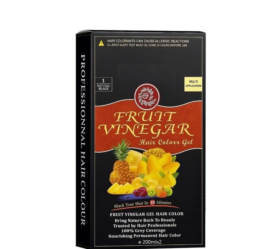 No Ammonia Hair Colour with Fruit Vinegar for 100% Grey Coverage | 10-Minute Colour, Natural Black Shade, Nourishes & Softens, Value Pack 500ml x 2-image-35