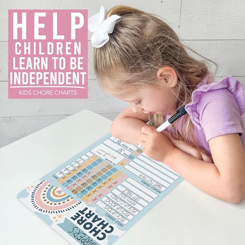 Image of Magnetic Chore Chart for Kids Dry Erase Reward Chart for Home and Classroom | Boho Classic Reusable Behavior Charts for Kids at Home and School, Weekly Magnet Responsibility Tracker for Teens and Adults