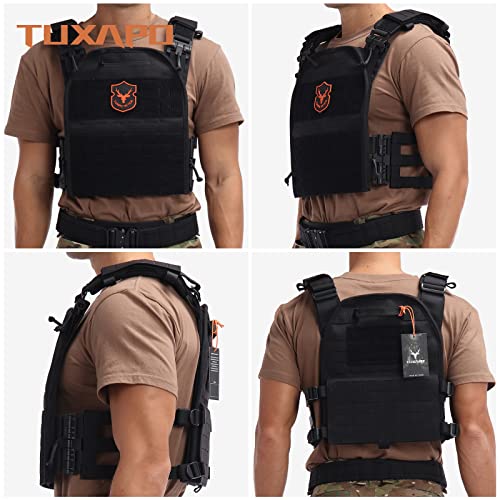 Tuxapo Tactical Molle Vest For Men Quick Release Adjustable Lightweight 1050D Nylon Vests Black #TOP1
