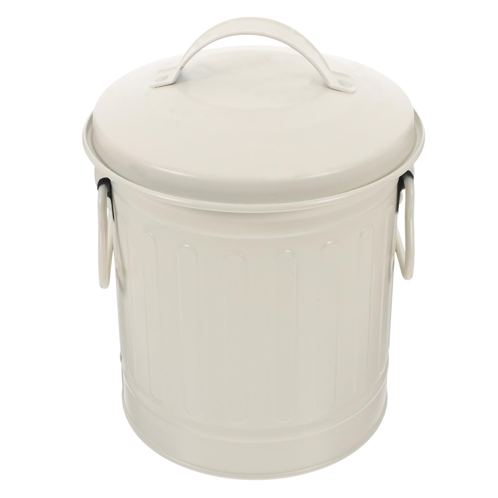 Poubelle Métallique Beige Grande Capacité pour Espace de Travail