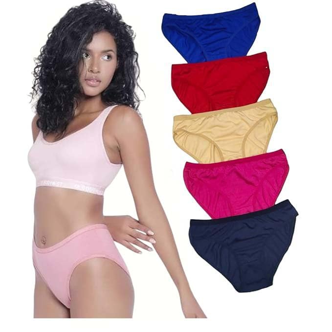 Image of LOURYN KOULYN Women's Cotton Hipster Plain Panty Multicolour (Color May Very) (Pack of 6)