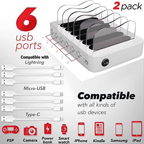 image for Poweroni USB Charging Dock - 6-Port (2 Pack) - Fast Charging Station f