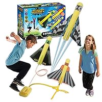 Stomp Rocket Stunt Plane Launcher Toy for Kids - 3 Foam Airplane Toy Soars Over 100 Feet - Unique Tricks & Adjustable Plane Rocket Launcher Stand - Fun Outdoor Toys & Gift for Boys or Girls