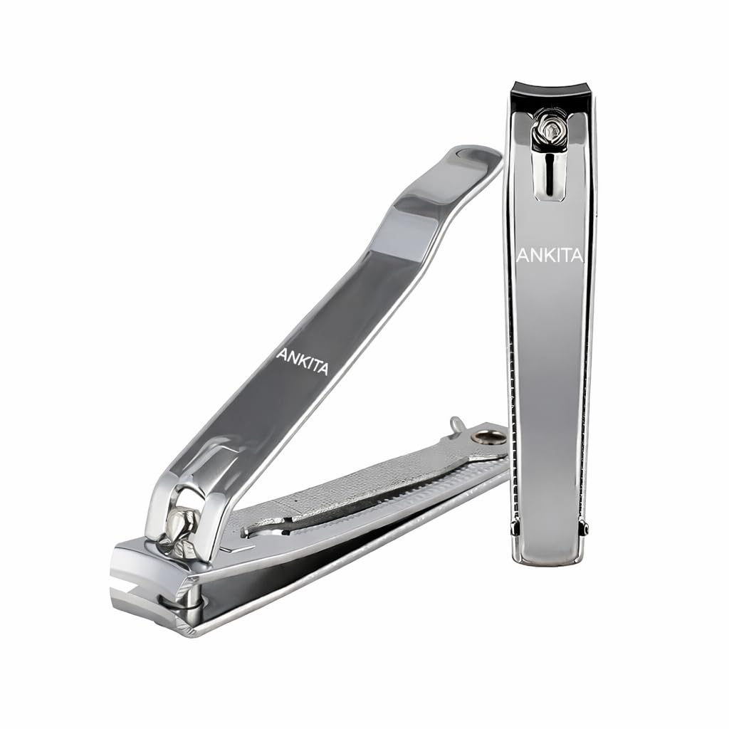ANKITA Large Nail Clipper for Men & Women | Stainless Steel Nail Trimmer for Fingernails & Toenails | Durable Nail Cutter with Anti-Slip Grip Nail Clipper with Curved Sharp Blades, Built-in Nail File, strong and sturdy. (NC1) THICKNESS 1.8 MM.