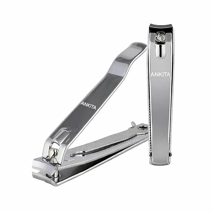 ANKITA Large Nail Clipper for Men & Women | Stainless Steel Nail Trimmer for Fingernails & Toenails | Durable Nail Cutter with Anti-Slip Grip Nail Clipper with Curved Sharp Blades, Built-in Nail File, strong and sturdy. (NC1) THICKNESS 1.8 MM.