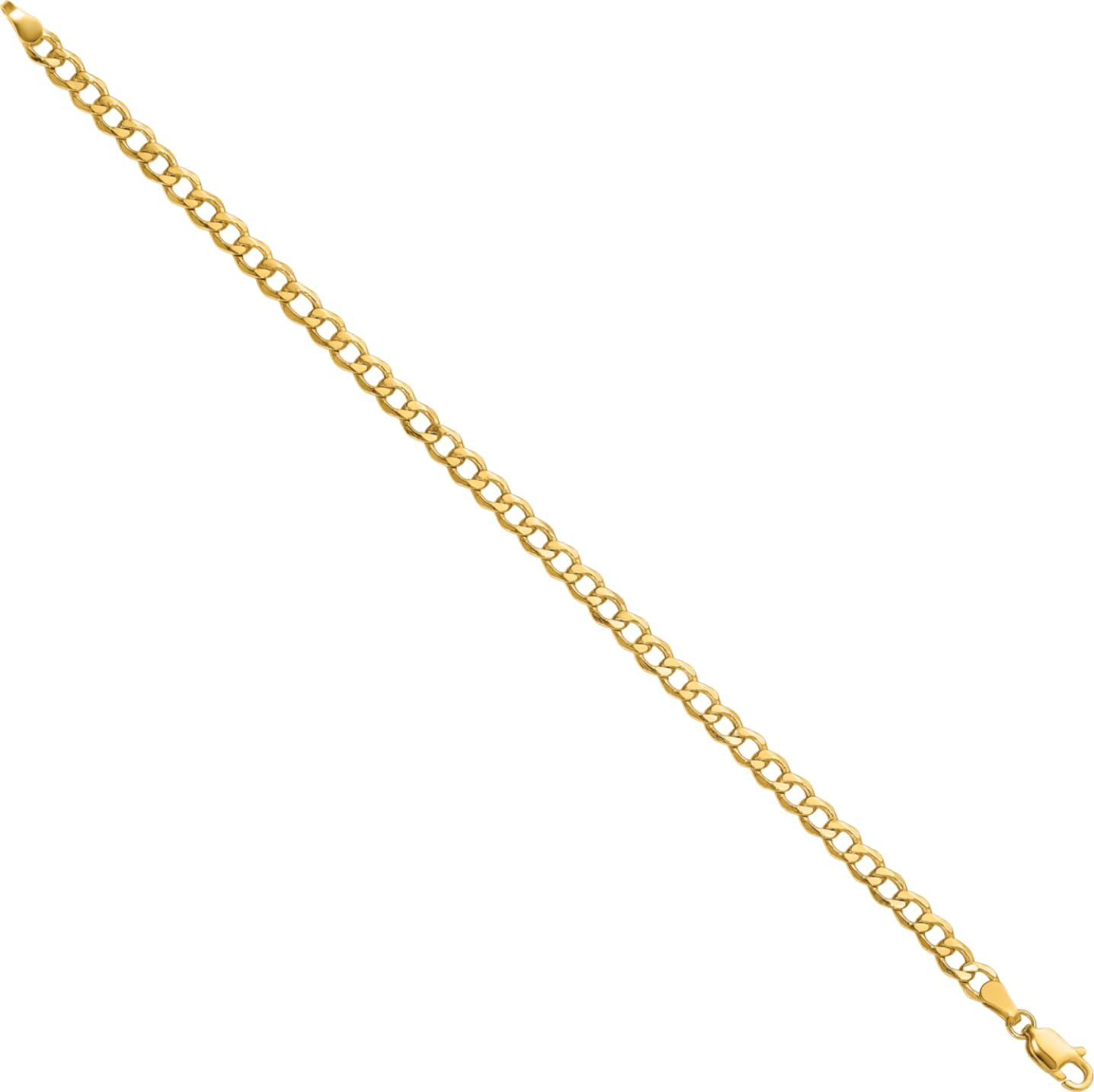IceCarats 14K Yellow Gold 4.3mm Thick Curb Chain Link Bracelet, Polished