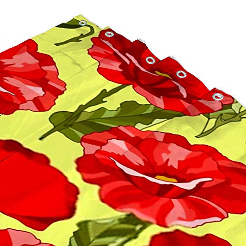 Rideau de douche imperméable anti-éclaboussures fleurs rouges 60x72