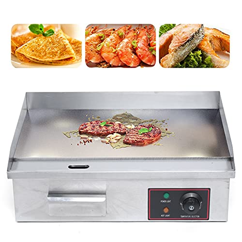 Flat Top Grill, 110V 3000W 22'' Commercial Electric Countertop Griddle Nonstick Restaurant Teppanyaki Cooking Stove for Outdoor Kitchen BBQ Pancake