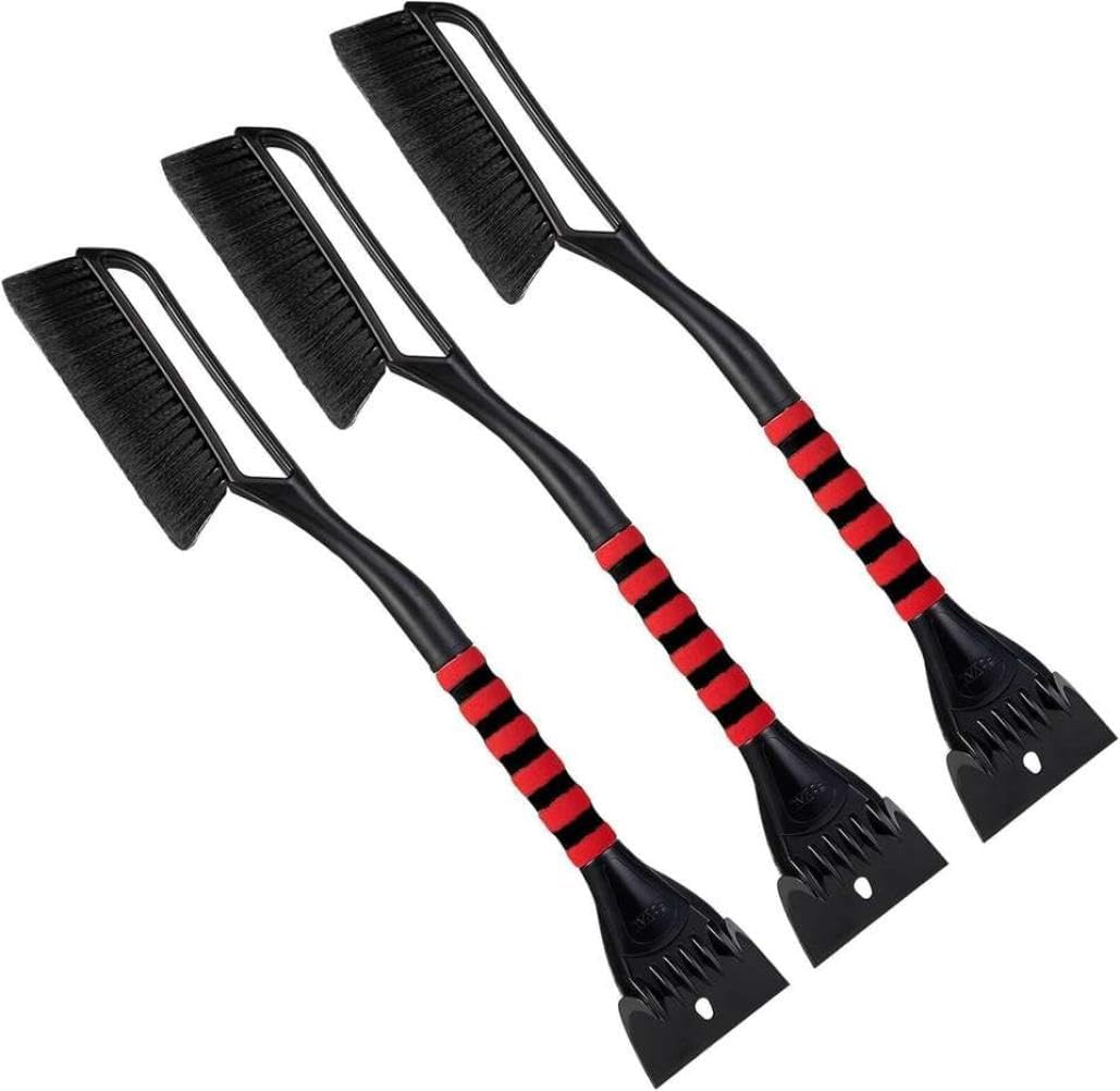 27 Inch Ice Scraper Snow Brush 3 Pack Wide 4 73 Inch with Comfortable Foam Grip Compatible with Cars Trucks SUVs Winter Tool