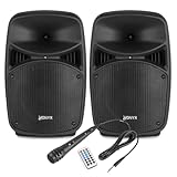 Vonyx VPS082A 8-Inch Active Bluetooth PA Speakers Set - 400W Active/Passive DJ Speakers Kit with Wired Microphone, RCA Input, MP3 Player & Easy Controls for Home Parties, Small Venues & Beginner DJs
