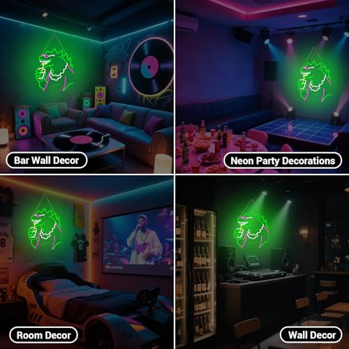 Image of Funny Neon Signs Dimmable LED Trendy Dinosaurs Neon Signs for Wall Decor Mens Cave Urban Style Home Bar Bedroom Art Decor Christmas Gifts