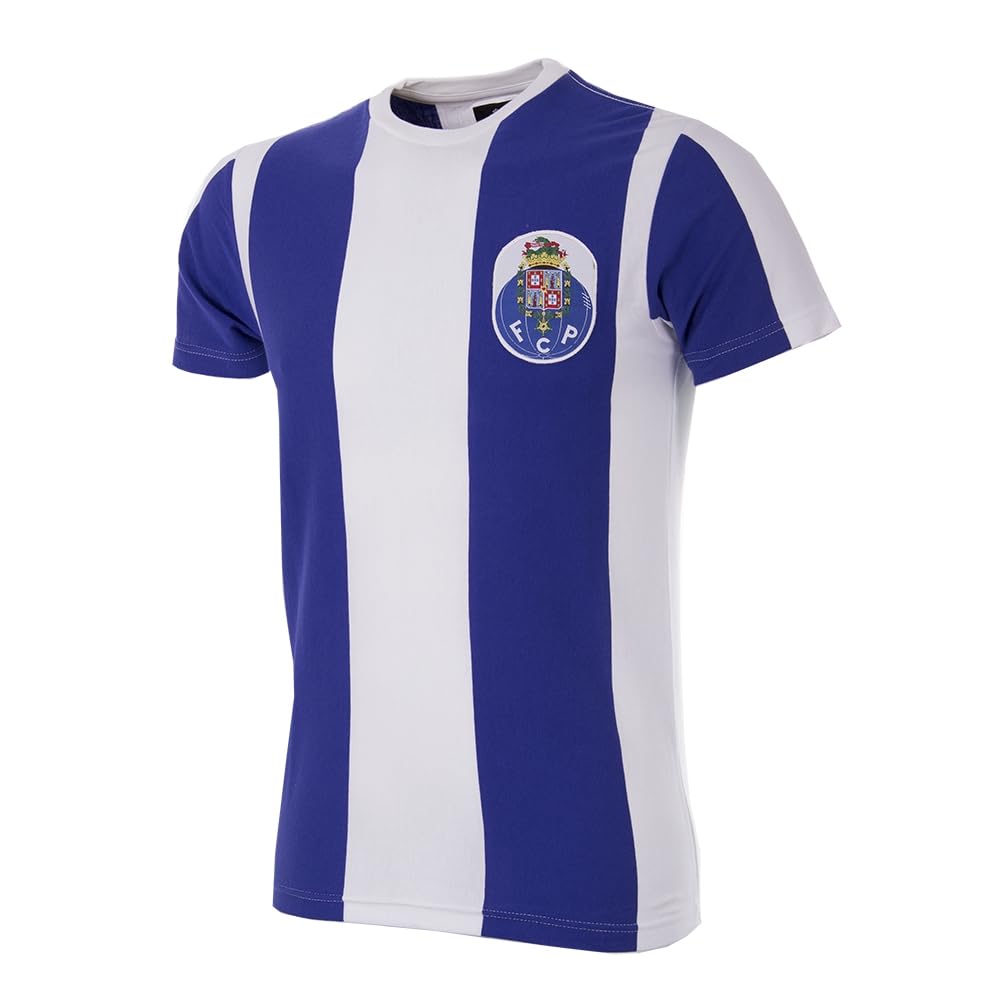 Copa - Camiseta - Hombre - FC Porto Retro - Manga Corta - Azul - Manga Corta - Blanco - 100% algodón