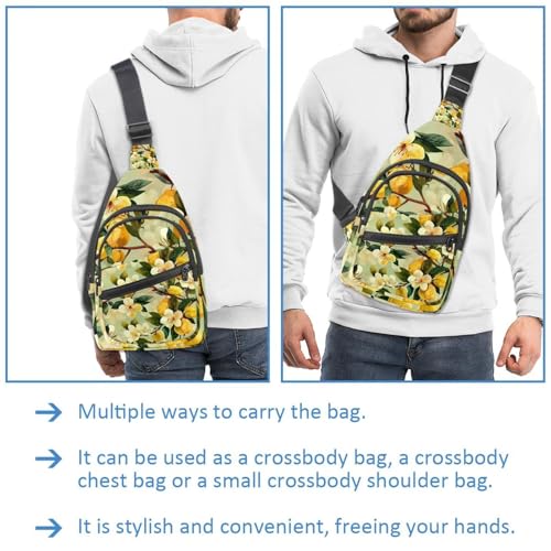 Riñonera cruzada para correr y viajar con diseño de flor de pera amarilla 3