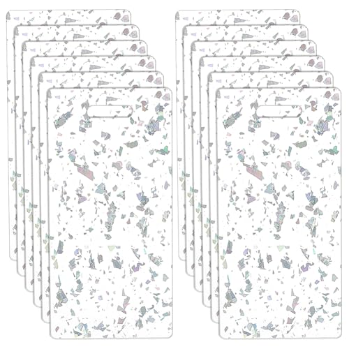 BENECREAT 12PCS Clear Acrylic Badge Buddy with Coarse Glitter, 4.4x2.1inch DIY Badge Buddy Blanks Set with Protective Film for Nurse, Teacher, Lab Tech, Receptionist, Hole: 20x5mm