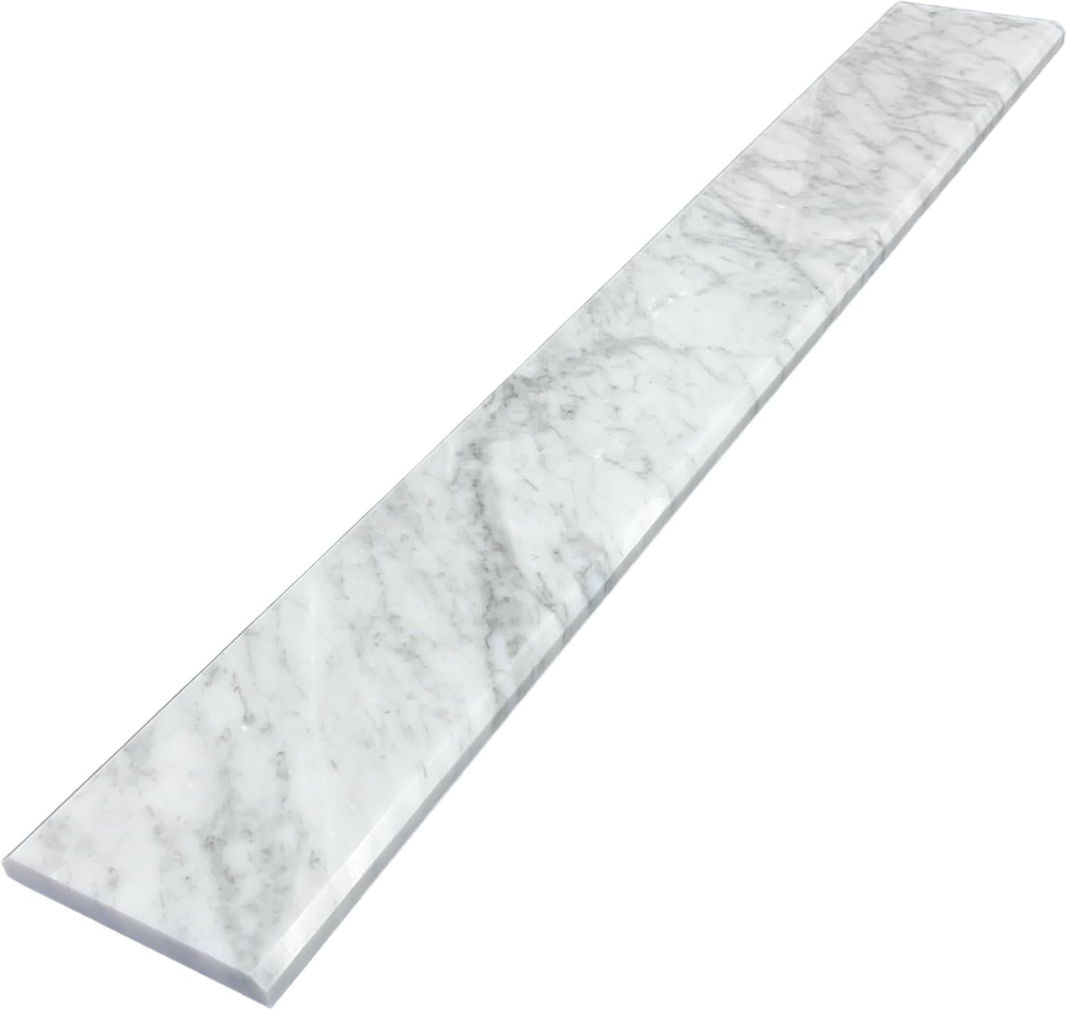 Italian White Carrara Polished Marble Threshold Double Bevel for Floor Transitions (4" x 32")
