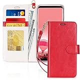 FYY Luxury PU Leather Wallet Case for Samsung Galaxy S8, [Kickstand Feature] Flip Folio Case Cover with [Card Slots] and [Note Pockets] for Samsung Galaxy S8 Red