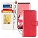 FYY Samsung Galaxy S8 Case, [RFID Blocking wallet Case] Handmade Flip Folio Case [Kickstand Feature] With ID and Credit Card Protector for Samsung Galaxy S8(NOT for S8 Plus) Red