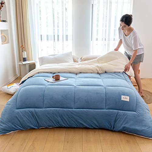 Sanswin Dicker Warmer Plüsch Winterdecke Steppdecke, Flauschige Kaschmir Steppdecken Duvet, Verdicken Sie Lamm Kaschmir Decke Winter Weiche Warme Bettdecke Bettwäsche (Blue,180x220cm (3kg)) Cover