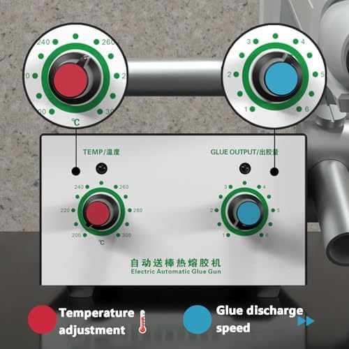 Máquina de Pegamento termofusible de 400 W, Temperatura Ajustable, Control de Velocidad, Boquilla de 2,6 mm, Ideal para embalajes de cartón y proyectos de Manualidades.