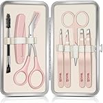TsMADDTs Tweezers for Women Facial Hair, 8 in 1 Eyebrow Kit with Tweezers, Eyebrow Trimmer Scissors, Razor, Brush with Travel Bag, Hair Plucking Daily Beauty Tools